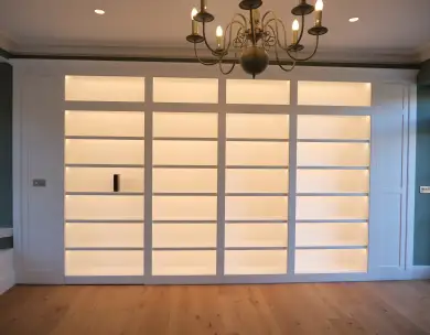 Bespoke sliding room divider doors in luxury refurbished home in Loughton Essex