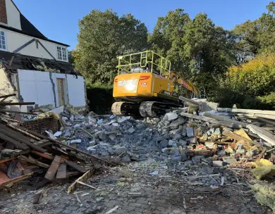 Demolition and site preparation works for residential construction project in Loughton Essex