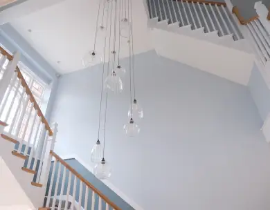 Luxury staircase and modern interior refurbishment with feature lighting in Loughton Essex