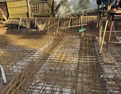 Reinforced concrete foundations and steel framework for residential construction in Loughton Essex