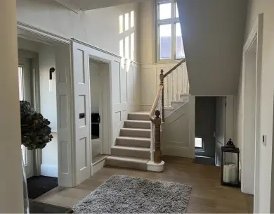 Luxury hallway and staircase refurbishment with bespoke interior finishes in Loughton Essex