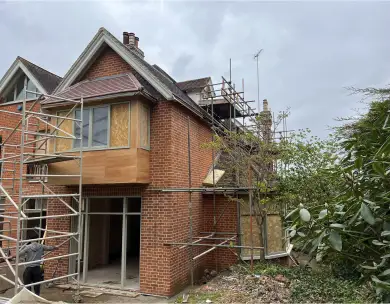 Luxury residential new build extension under construction in Loughton Essex