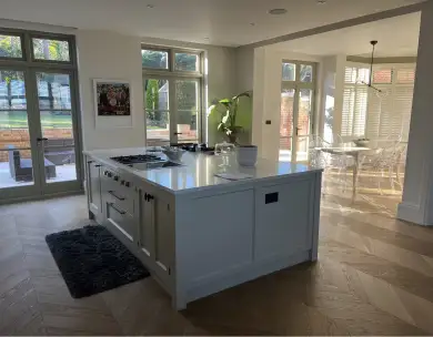 Luxury open plan kitchen and dining area with central island in Loughton Essex