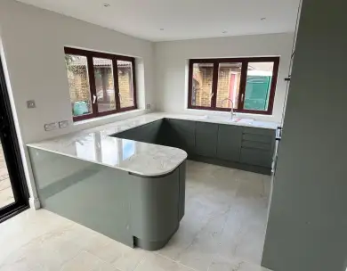 Luxury modern kitchen with marble worktops and bespoke cabinetry in Gillingham Kent