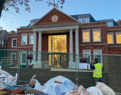 Luxury mansion construction project with grand entrance in Chigwell Essex