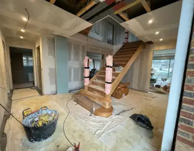 Luxury staircase and interior construction works in progress in Epping Essex