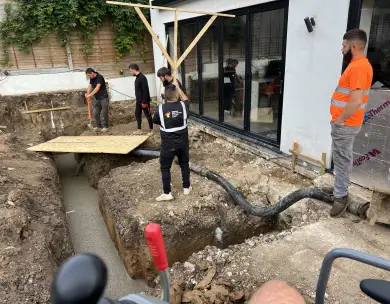 Drainage and groundwork excavation works for residential extension project in Loughton Essex