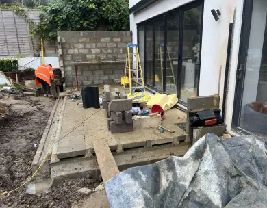 Patio groundworks and residential extension construction in Loughton Essex