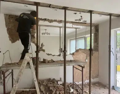 Structural wall removal and refurbishment works in progress in Loughton Essex