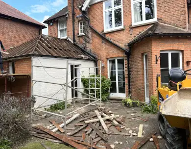 Rear house extension and construction works in progress in Loughton Essex
