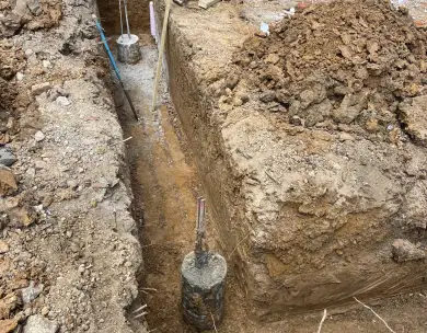 Foundation excavation and groundwork preparation for residential construction in Loughton Essex