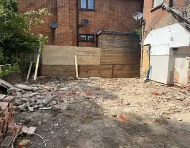 Site clearance and demolition works for residential construction project in Loughton Essex