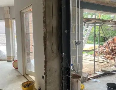 Steel frame and extension construction works in progress in Loughton Essex